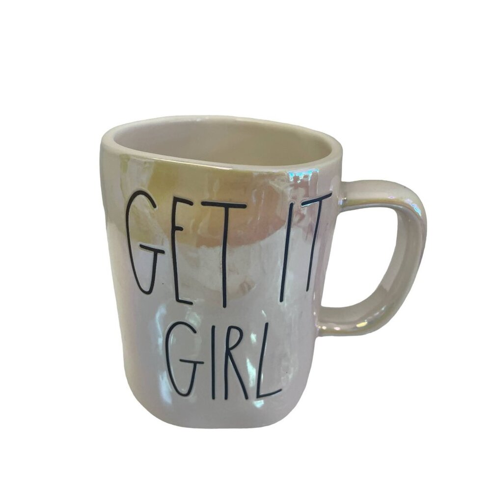RAE Dunn Mug Artisan Collection Iridescent Get It‎ Girl  3"W x 5"H